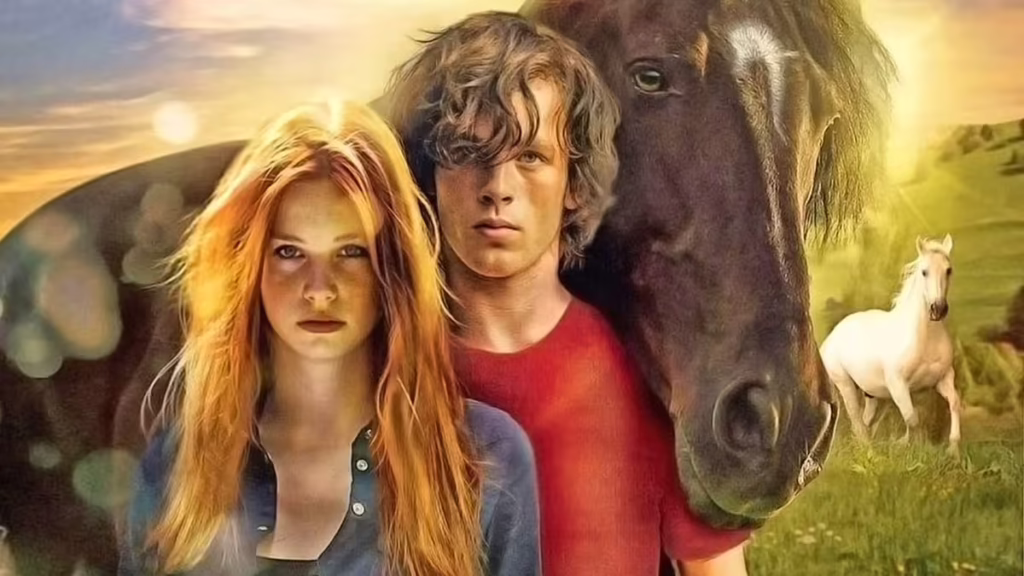 Plakat filmu "Wicher 2: Na przekór wszystkiemu" przedstawiający Mikę i Wichera na tle stadniny.