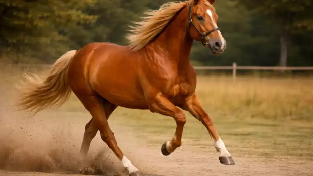 maść kasztanowata koń w biegu